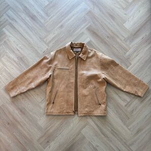 Tan Leather Racing Jacket Size Men Large